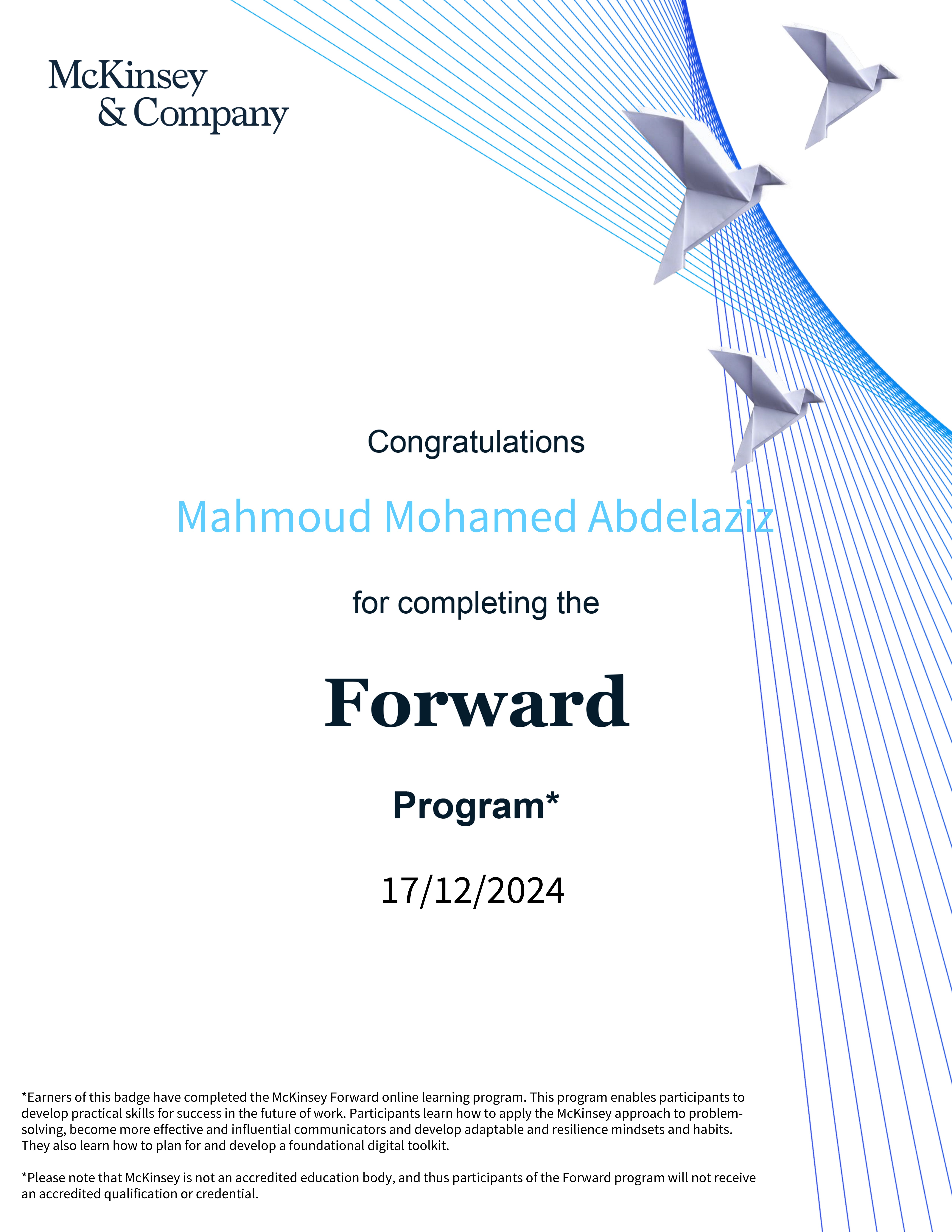 McKinsey Forward Program Certificate